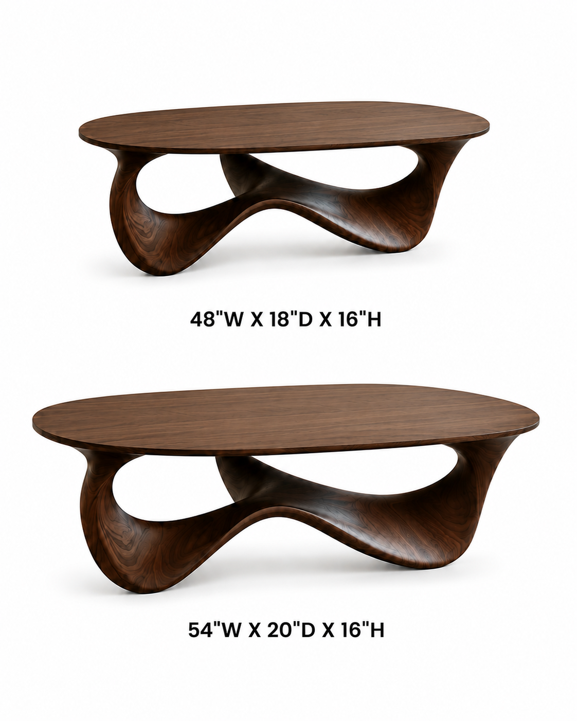 Elara Fluid Base Solid Wood Coffee Table For Living Room