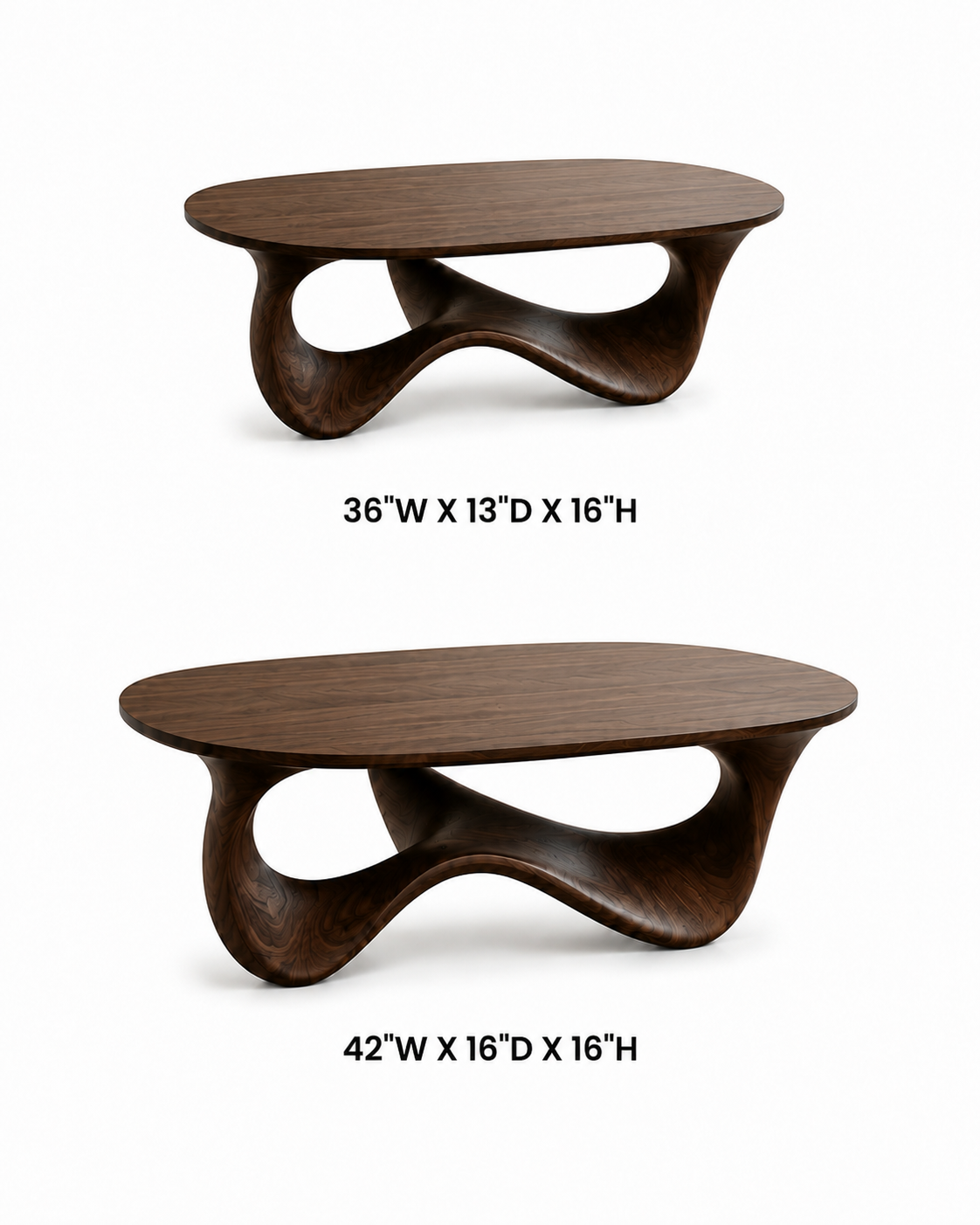 Elara Fluid Base Solid Wood Coffee Table For Living Room