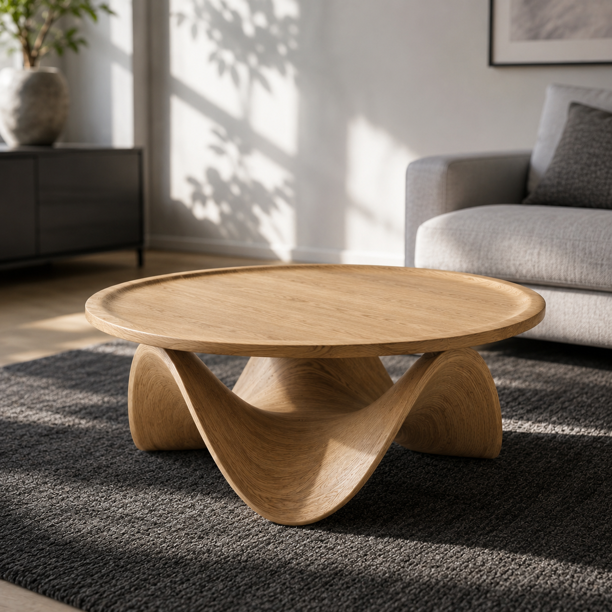Ondara Fluid Base Solid Wood Coffee Table For Living Room