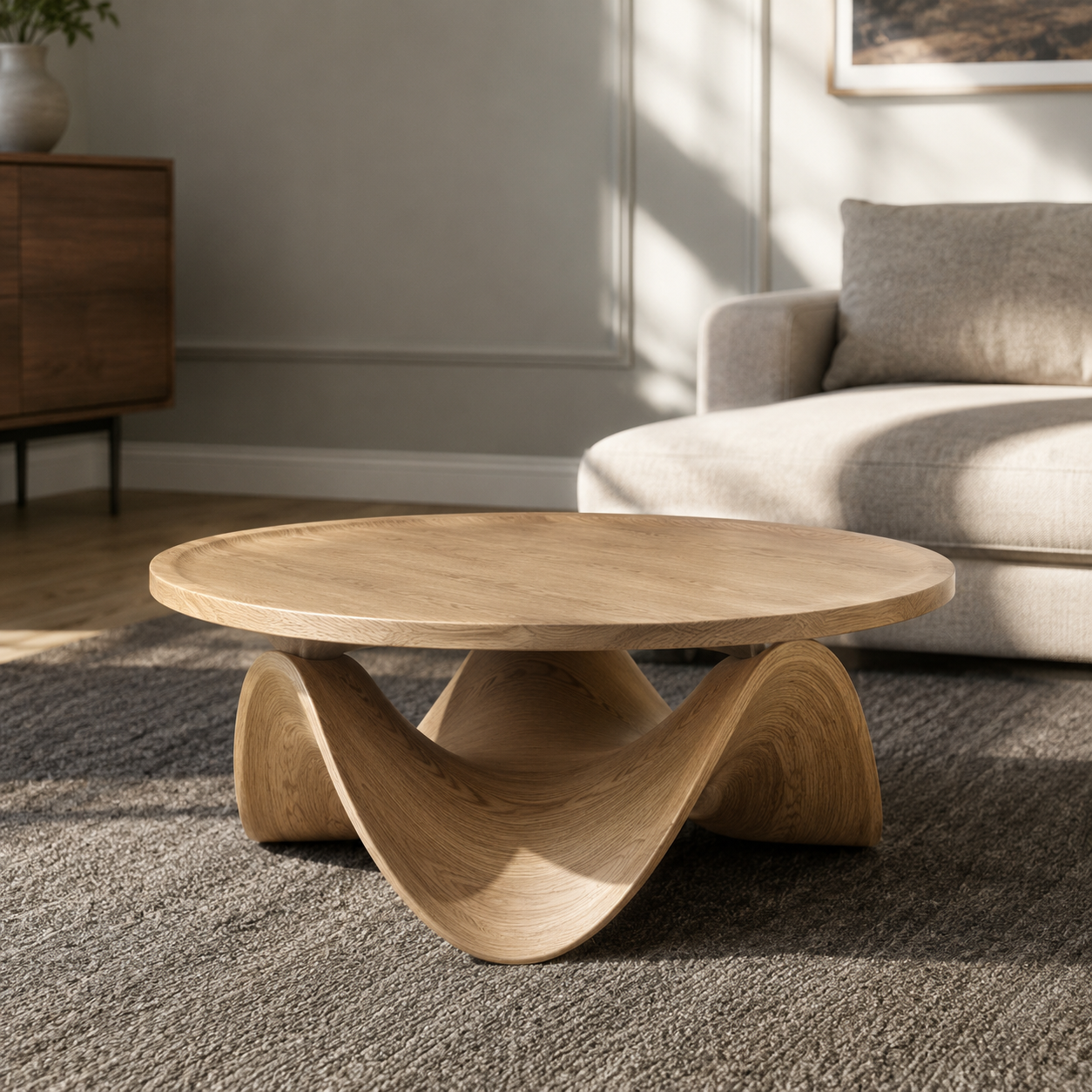 Ondara Fluid Base Solid Wood Coffee Table For Living Room