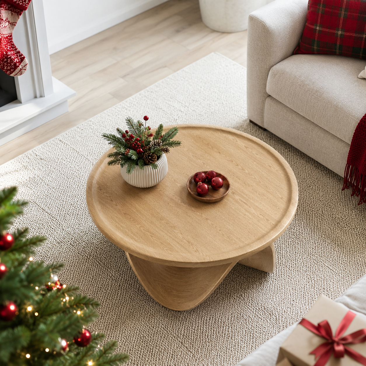 Ondara Fluid Base Solid Wood Coffee Table For Living Room