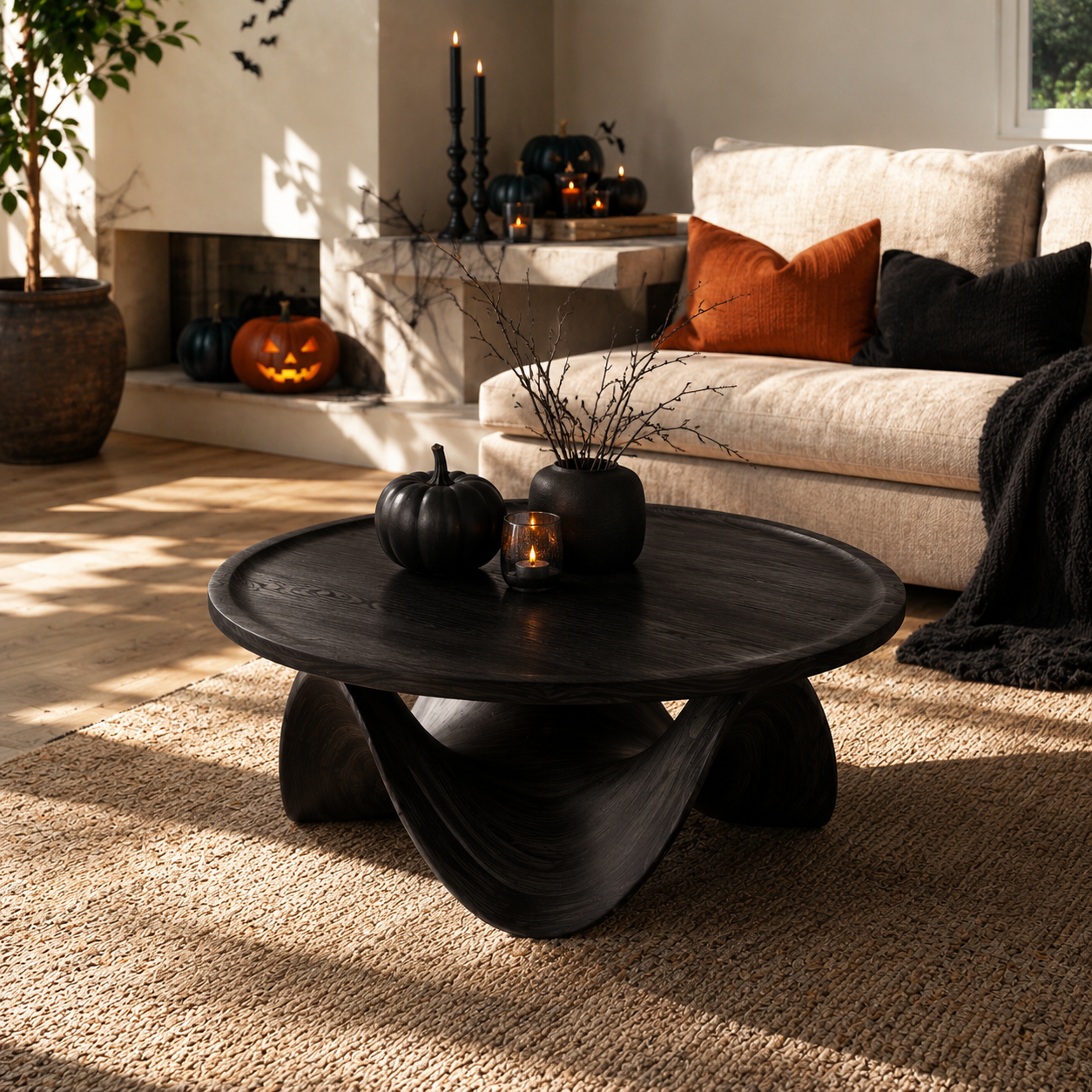 Ondara Fluid Base Solid Wood Coffee Table For Living Room