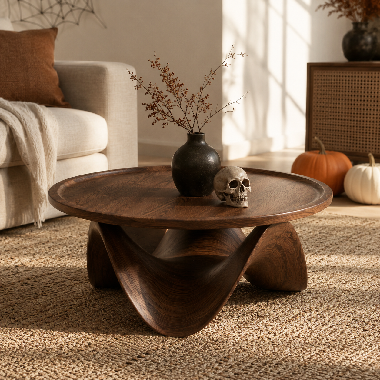 Ondara Fluid Base Solid Wood Coffee Table For Living Room