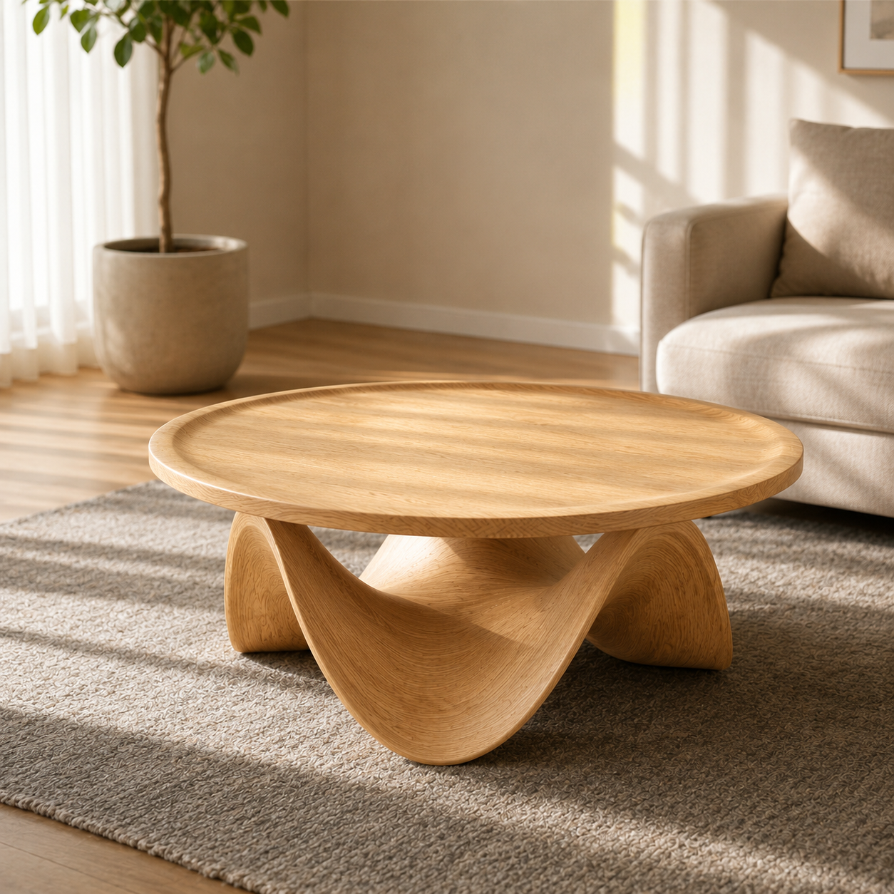 Ondara Fluid Base Solid Wood Coffee Table For Living Room