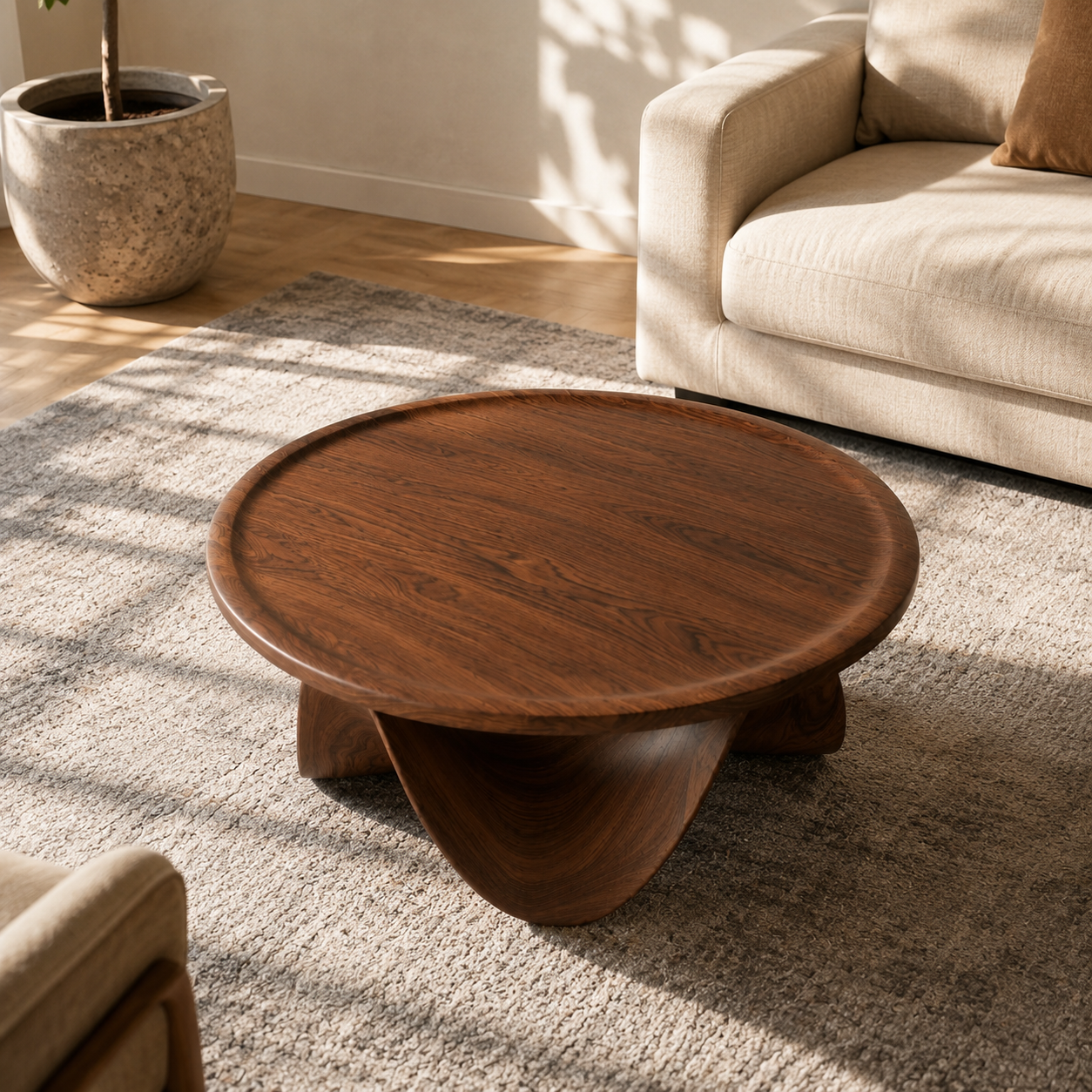 Ondara Fluid Base Solid Wood Coffee Table For Living Room