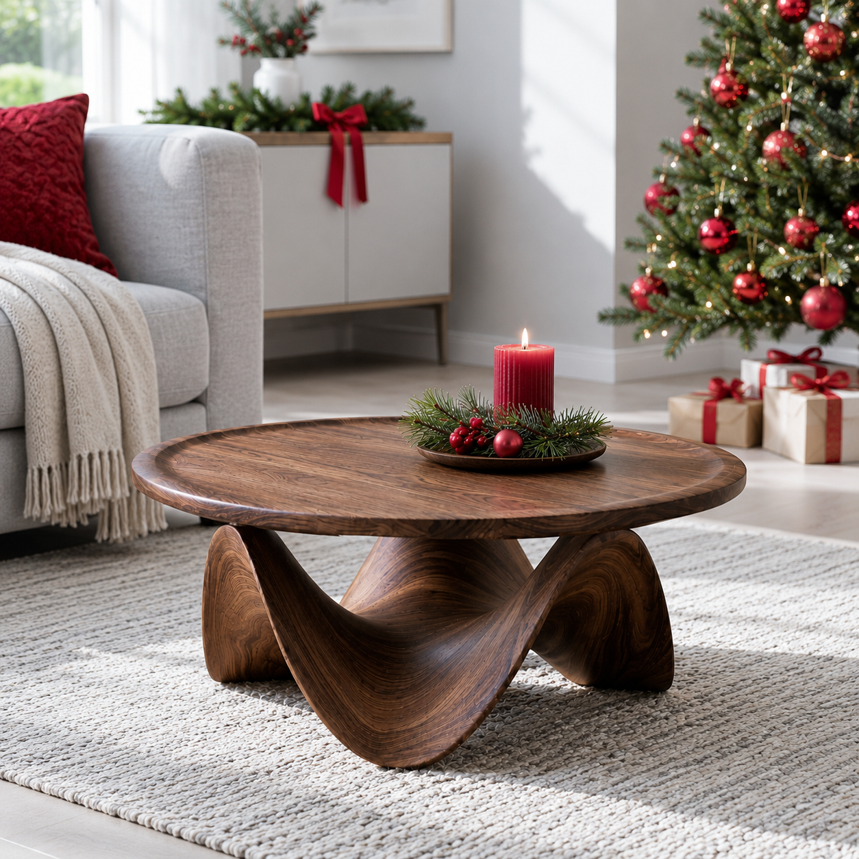 Ondara Fluid Base Solid Wood Coffee Table For Living Room