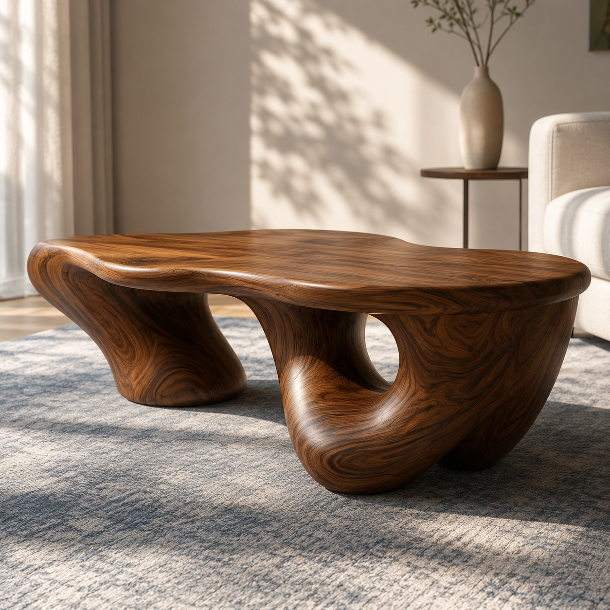 Kelvington Fluid Base Solid Wood Coffee Table For Living Room