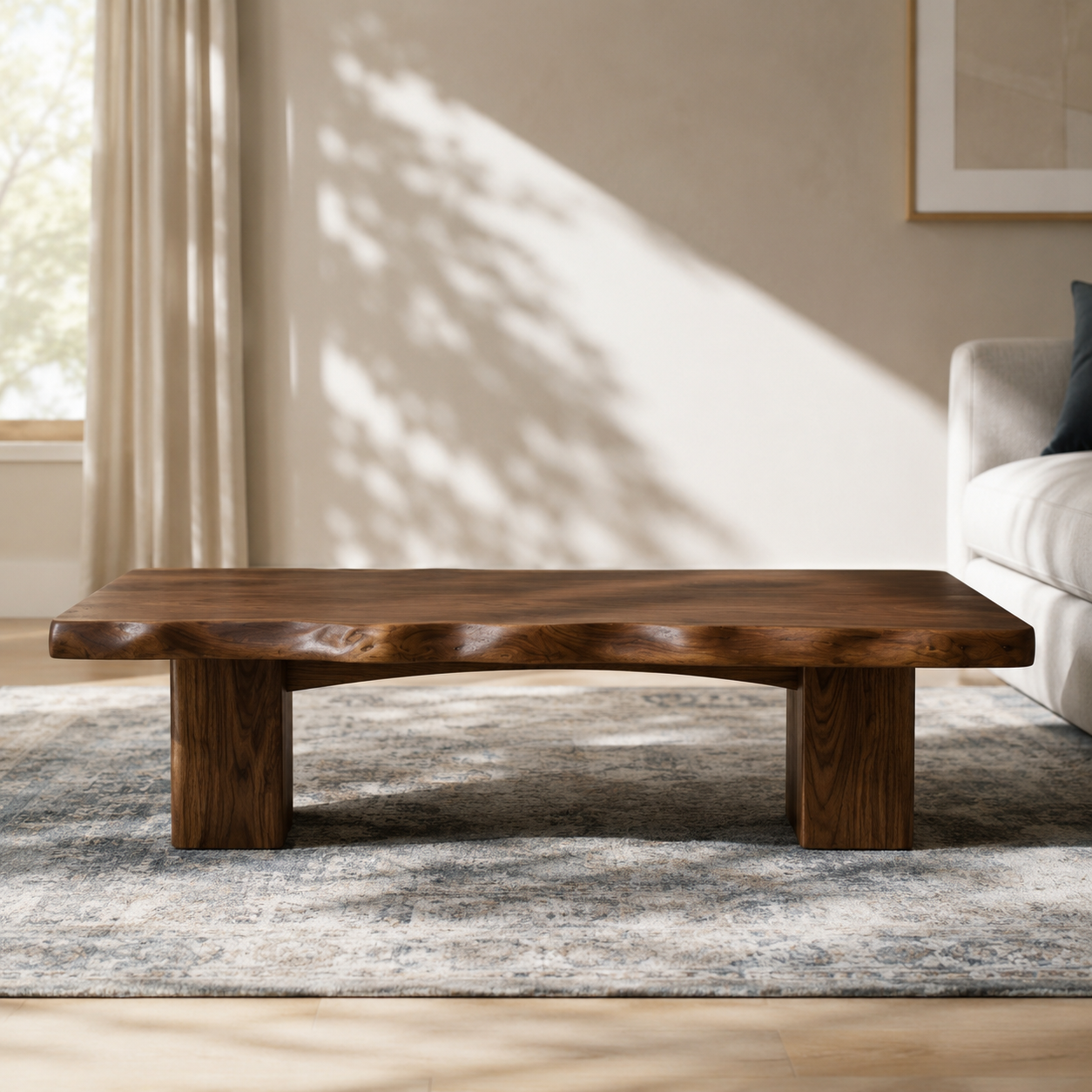 Ondule Slab Live Edge Solid Wood Coffee Table For Living Room