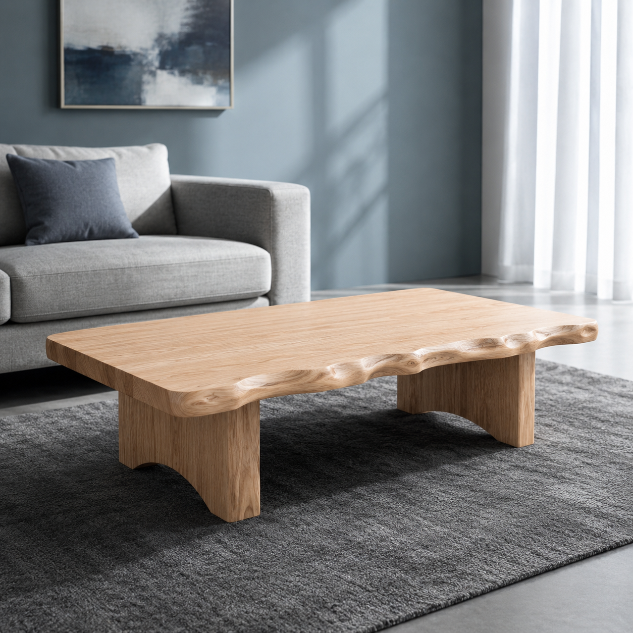 Ondule Slab Live Edge Solid Wood Coffee Table For Living Room