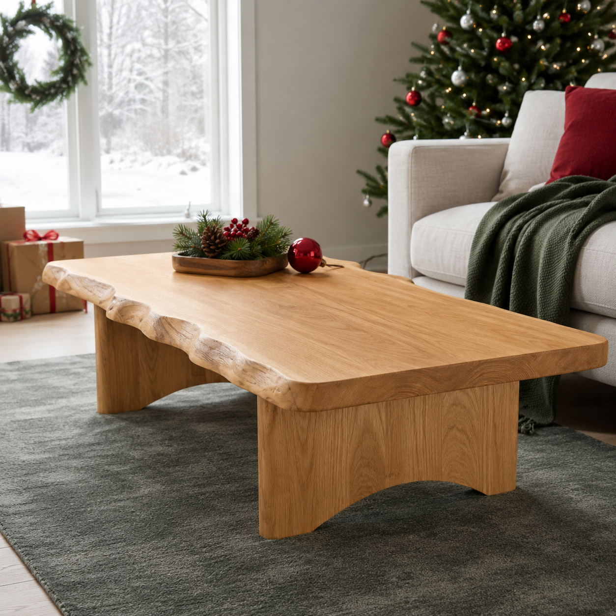Ondule Slab Live Edge Solid Wood Coffee Table For Living Room