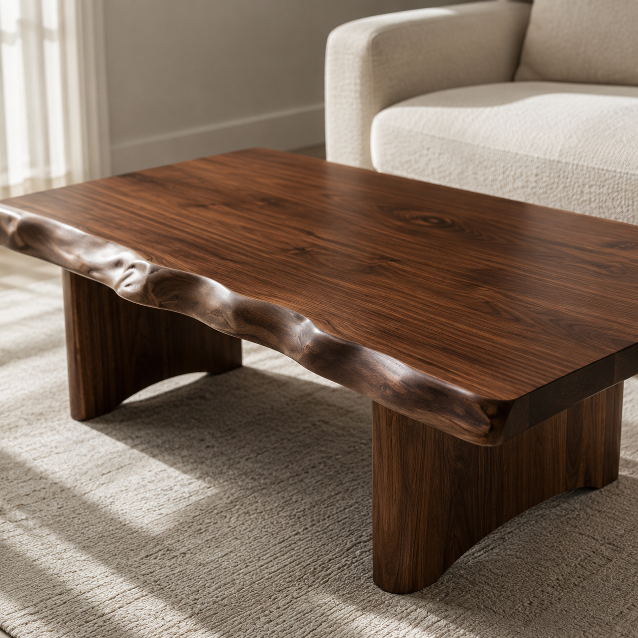 Ondule Slab Live Edge Solid Wood Coffee Table For Living Room