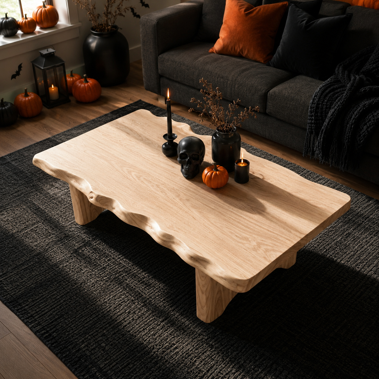 Ondule Slab Live Edge Solid Wood Coffee Table For Living Room