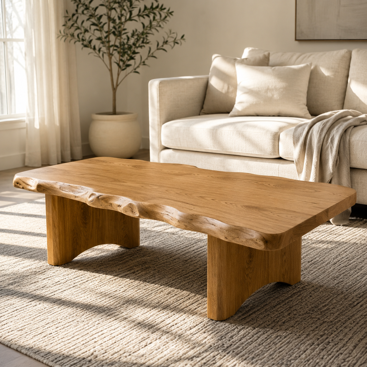 Ondule Slab Live Edge Solid Wood Coffee Table For Living Room