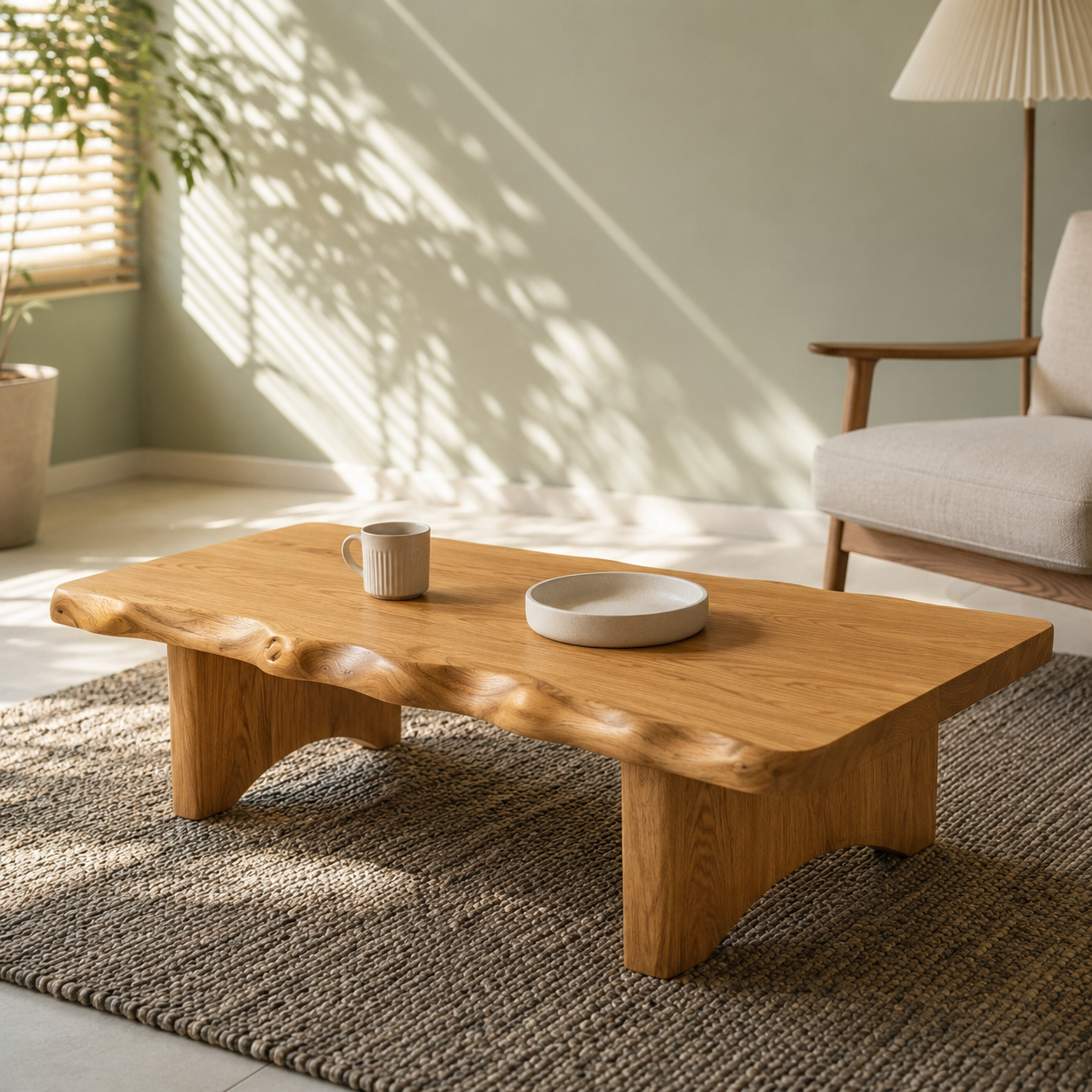 Ondule Slab Live Edge Solid Wood Coffee Table For Living Room