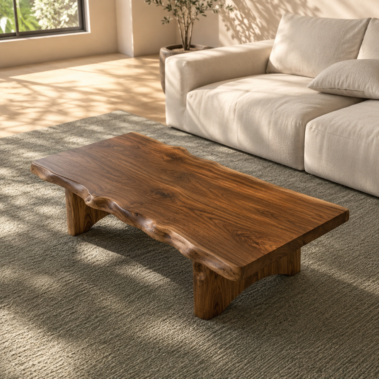 Ondule Slab Live Edge Solid Wood Coffee Table For Living Room