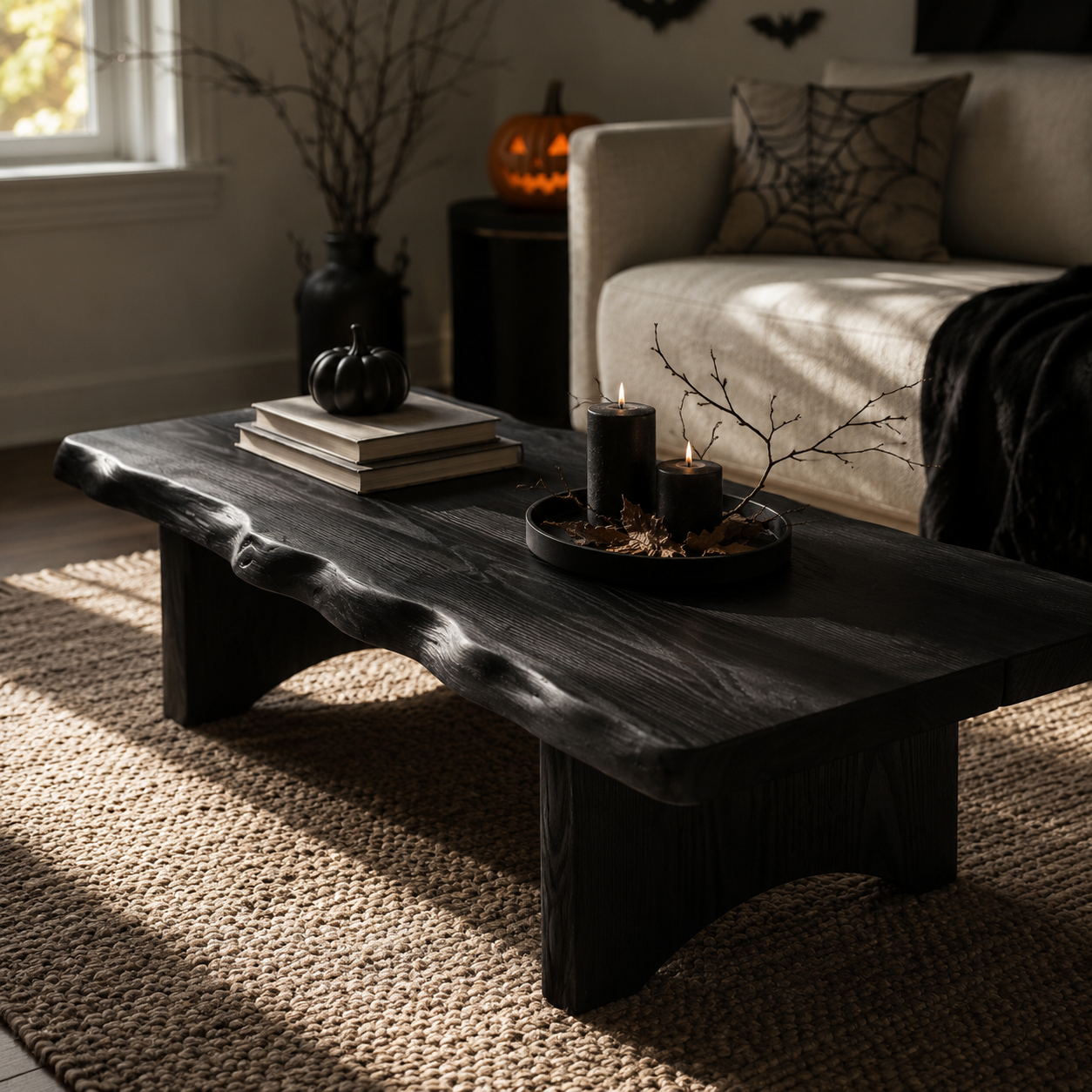 Ondule Slab Live Edge Solid Wood Coffee Table For Living Room