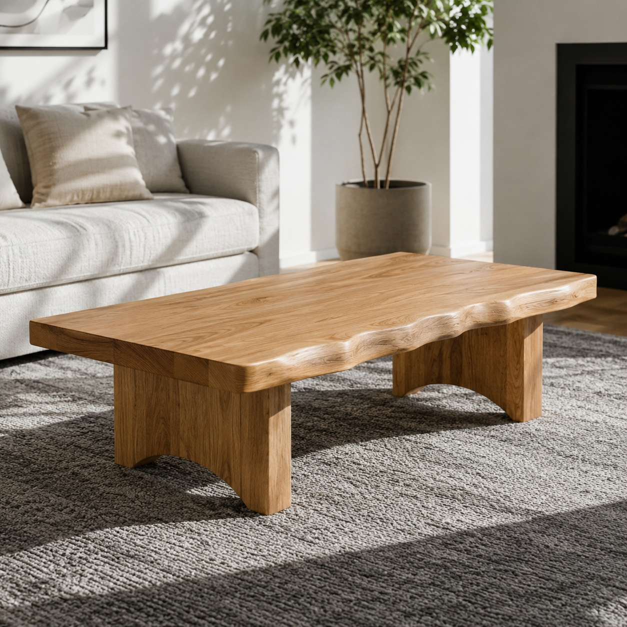 Ondule Slab Live Edge Solid Wood Coffee Table For Living Room