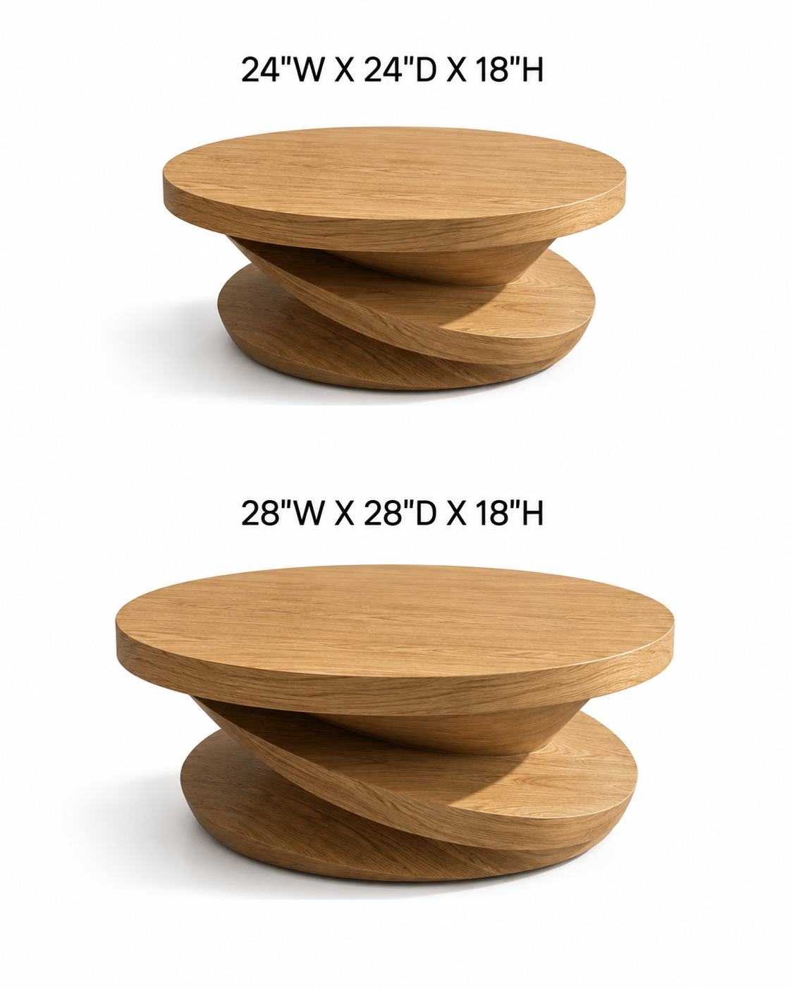Volute Sculptural Solid Wood Coffee Table For Living Room