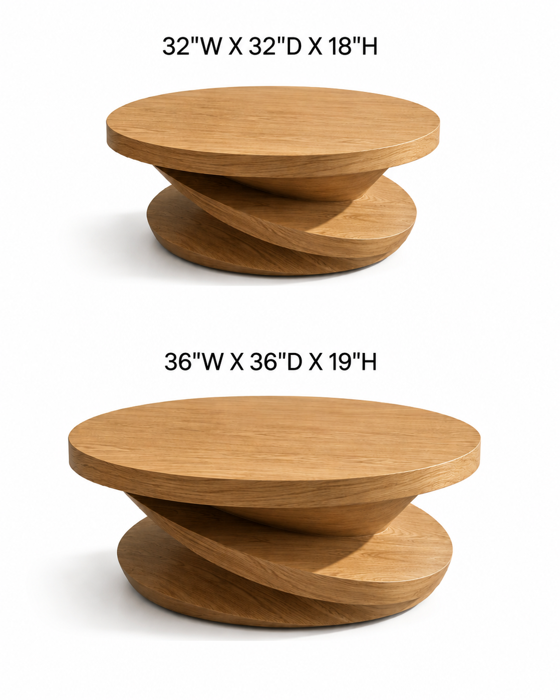 Volute Sculptural Solid Wood Coffee Table For Living Room
