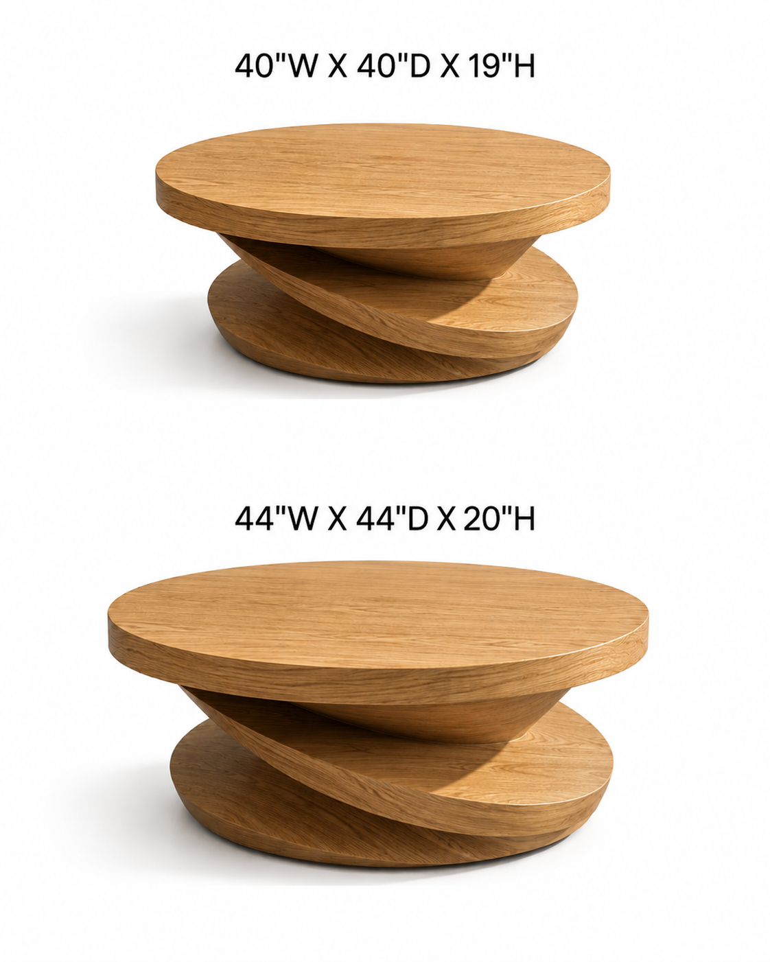 Volute Sculptural Solid Wood Coffee Table For Living Room