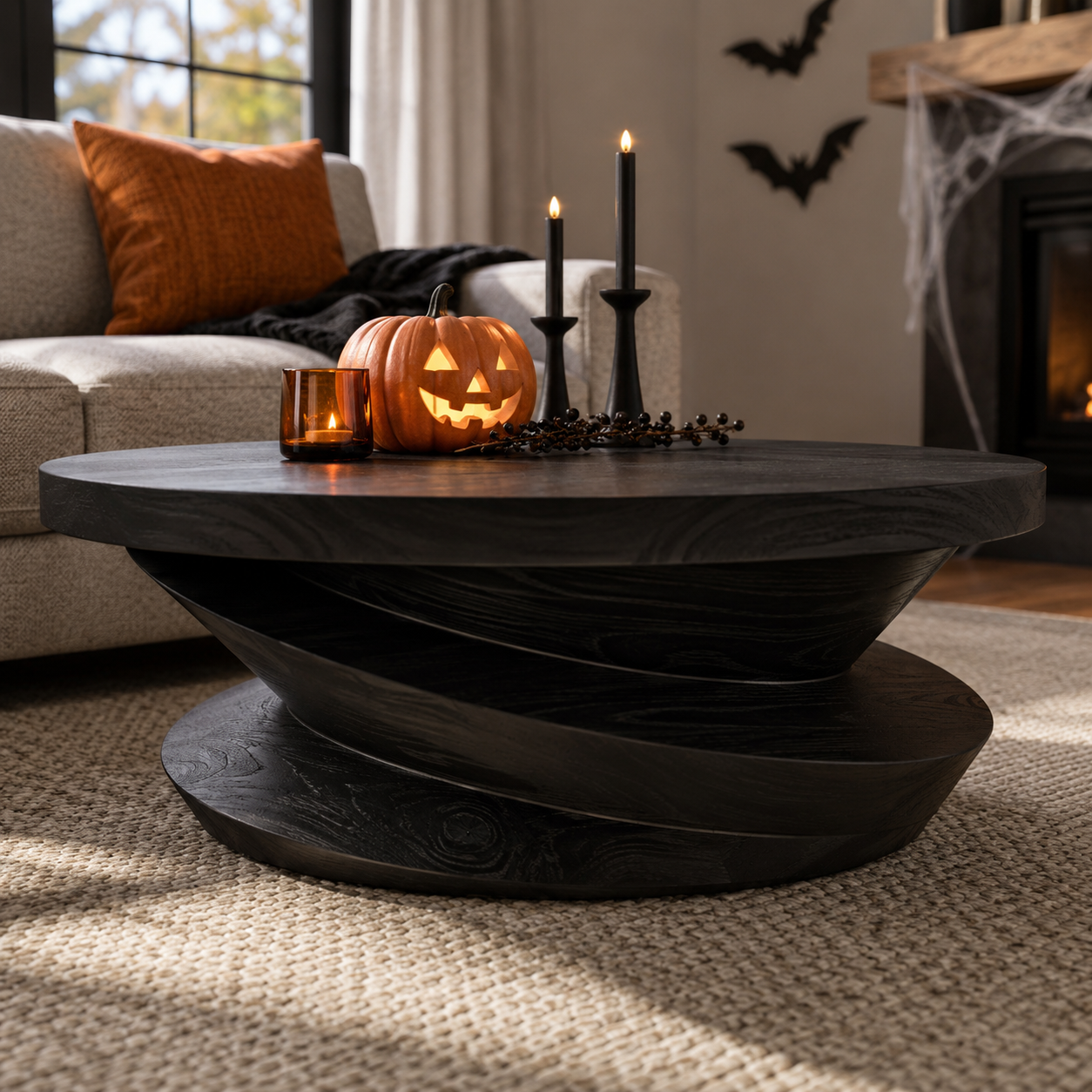 Volute Sculptural Solid Wood Coffee Table For Living Room