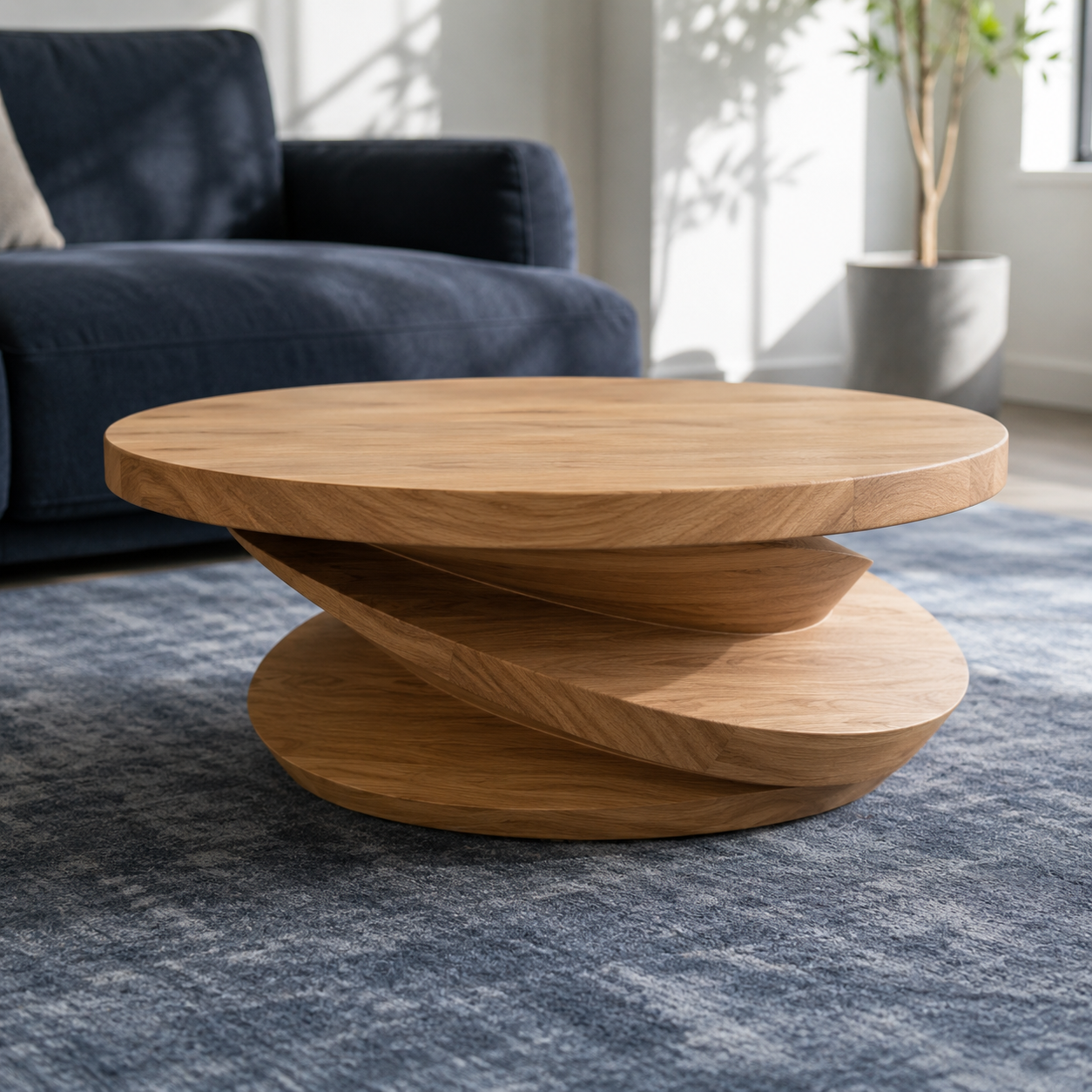 Volute Sculptural Solid Wood Coffee Table For Living Room
