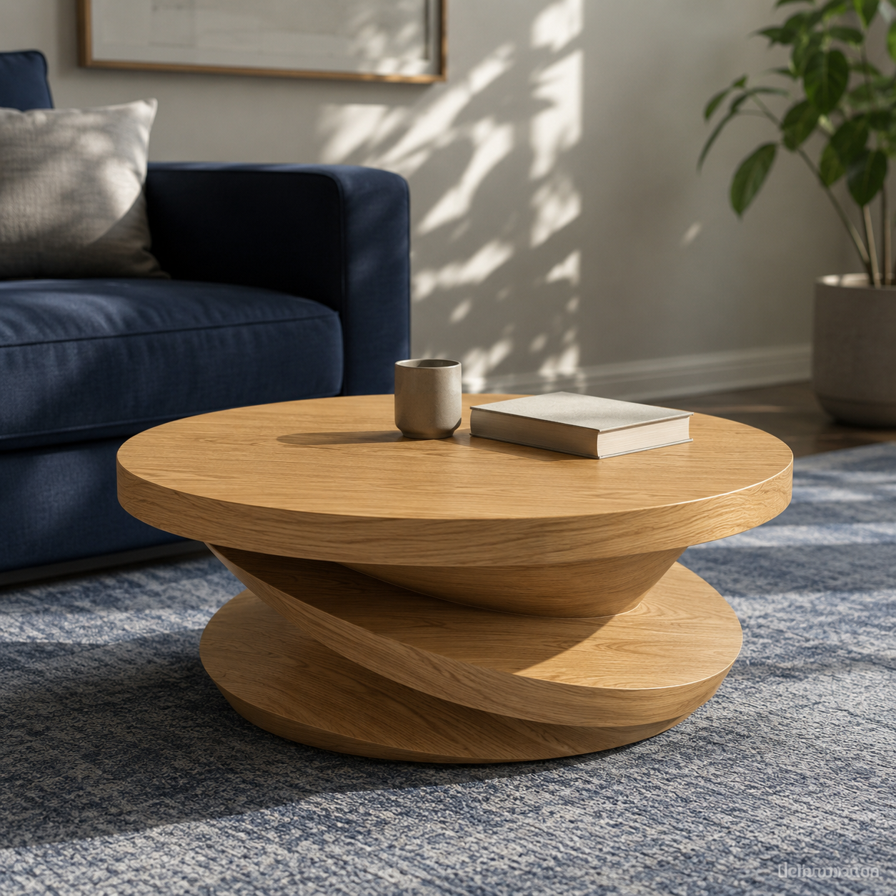Volute Sculptural Solid Wood Coffee Table For Living Room