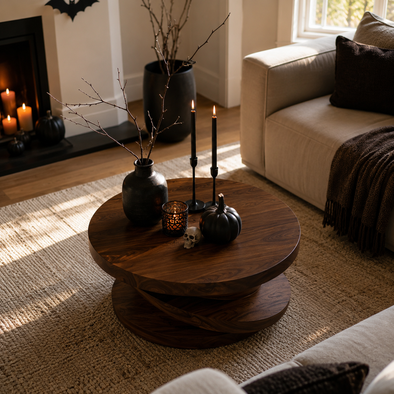 Volute Sculptural Solid Wood Coffee Table For Living Room