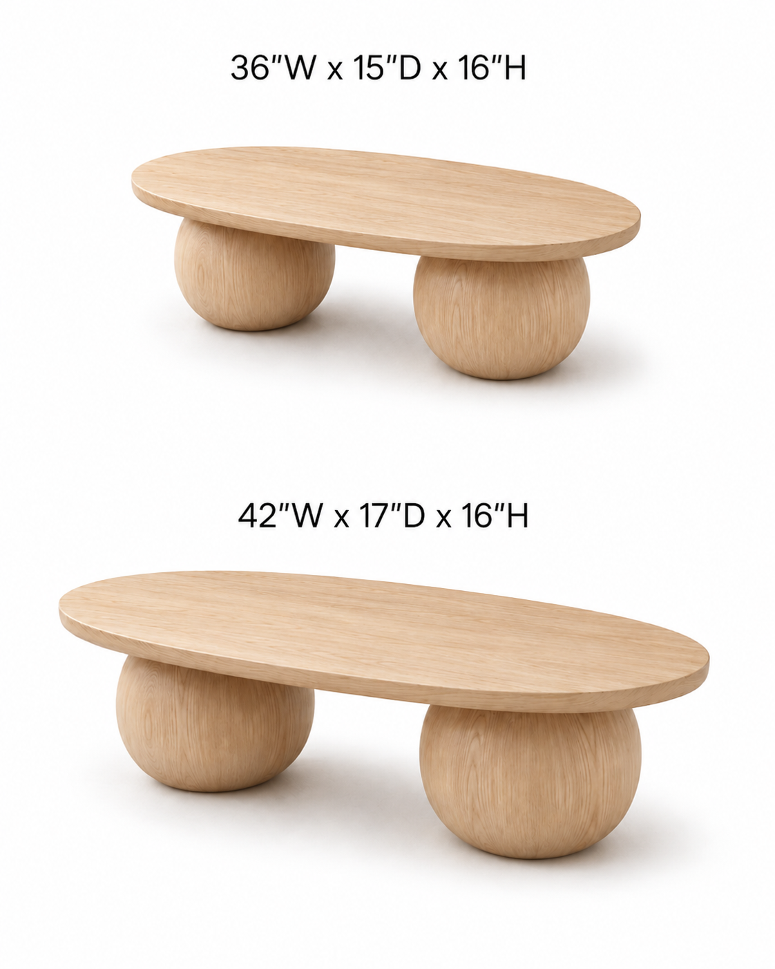 Bolla Twin Sphere Solid Wood Coffee Table For Living Room