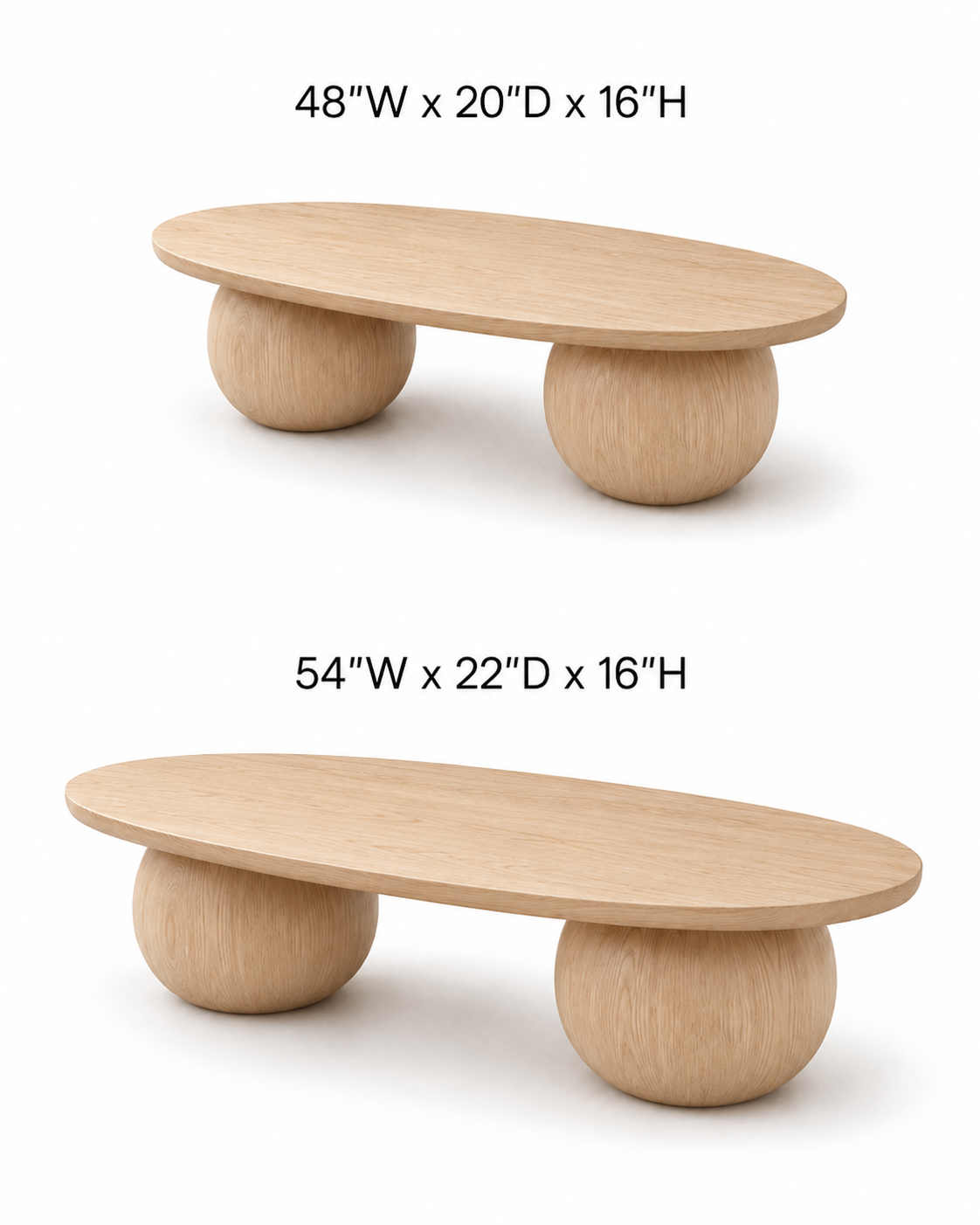 Bolla Twin Sphere Solid Wood Coffee Table For Living Room