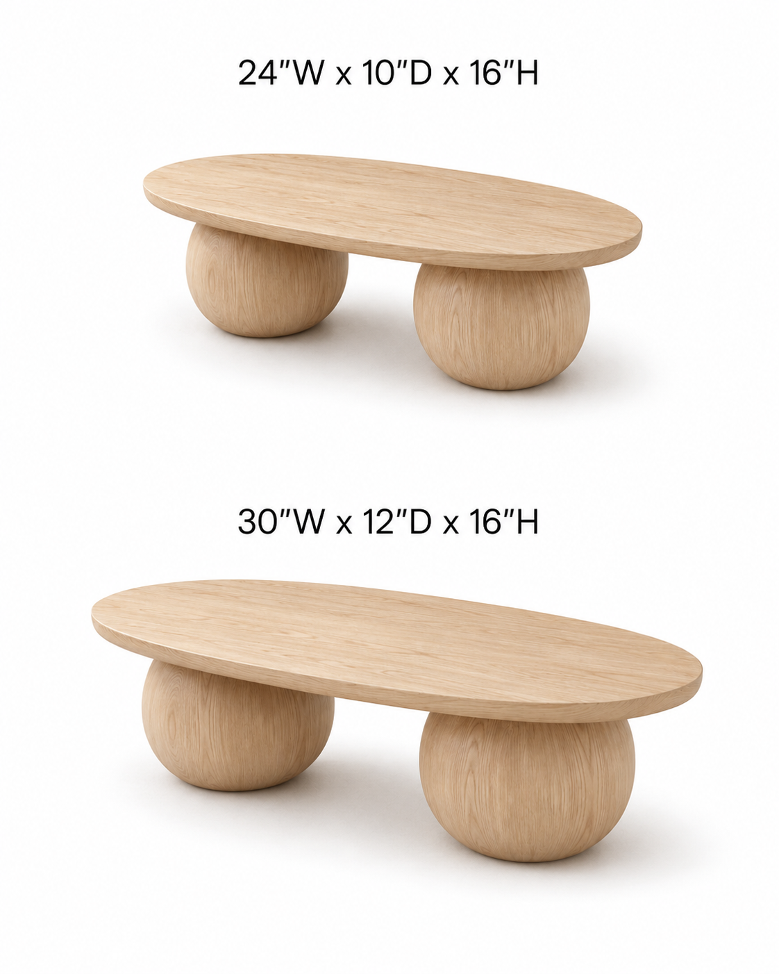 Bolla Twin Sphere Solid Wood Coffee Table For Living Room