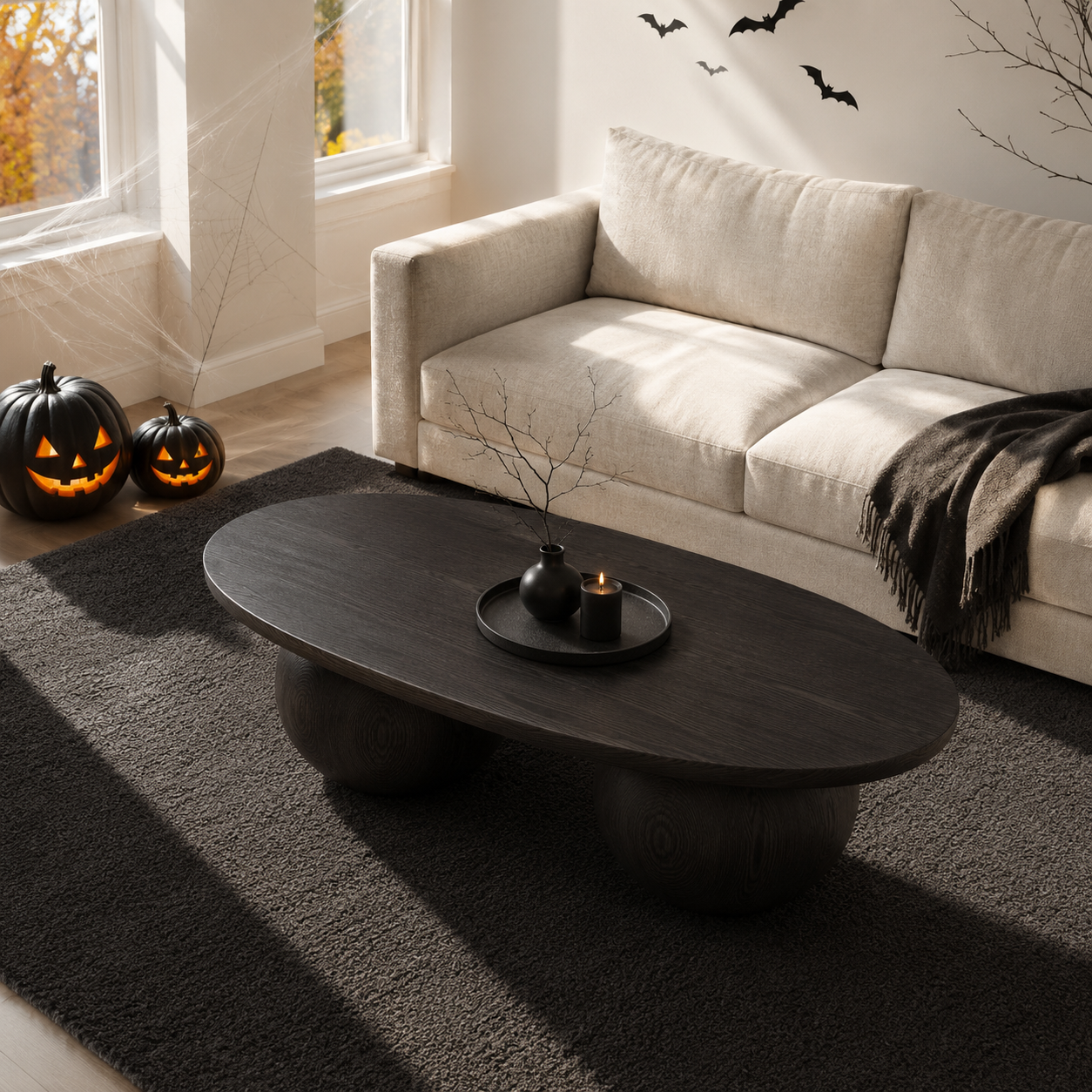 Bolla Twin Sphere Solid Wood Coffee Table For Living Room