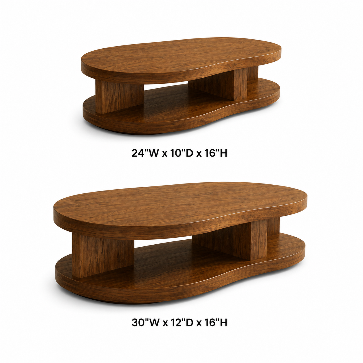 Kalo Tiered Oval Solid Wood Coffee Table For Living Room