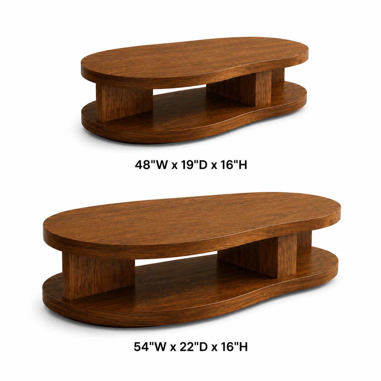 Kalo Tiered Oval Solid Wood Coffee Table For Living Room