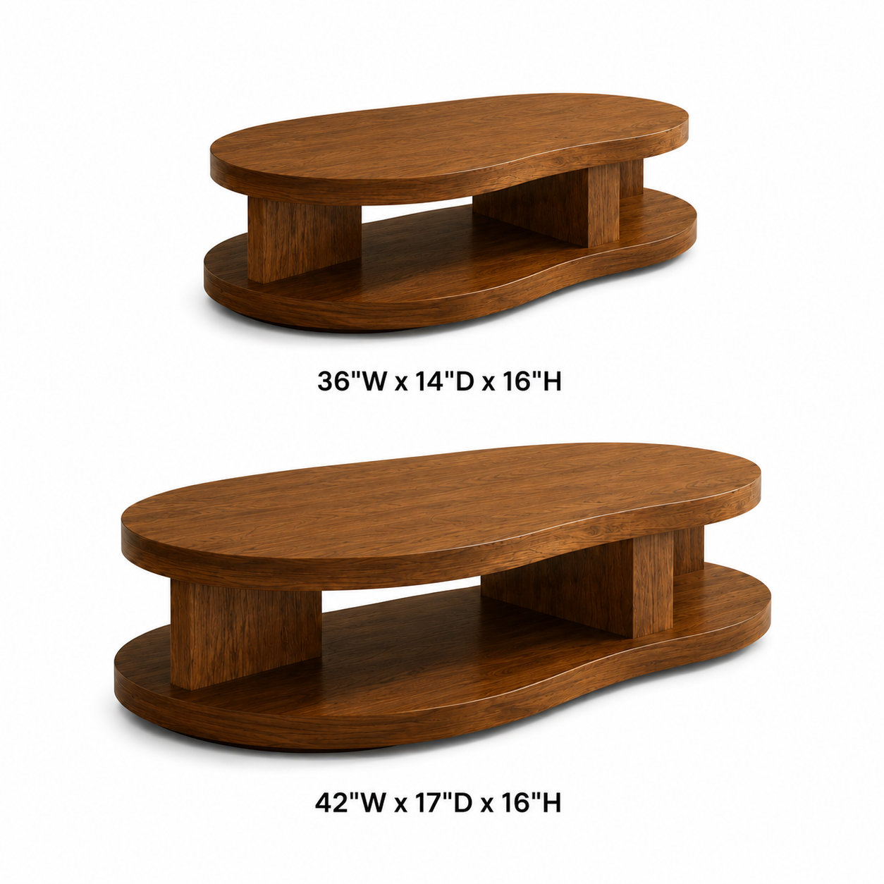 Kalo Tiered Oval Solid Wood Coffee Table For Living Room