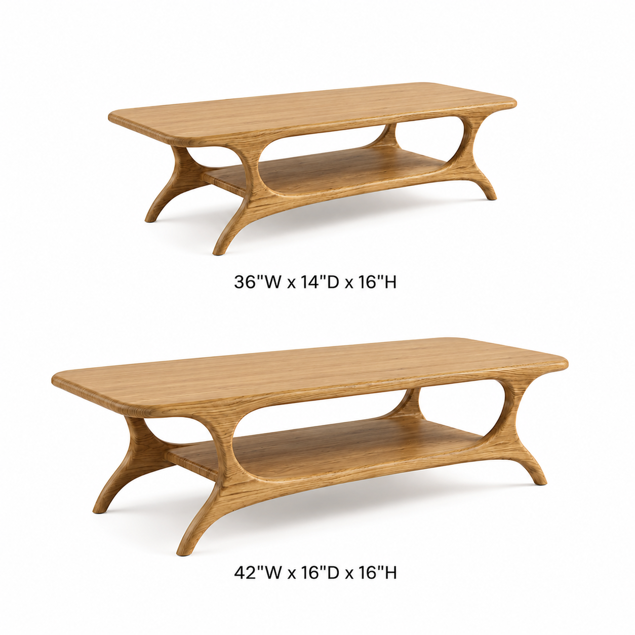 Organic Arched Frame Solid Wood Coffee Table For Living Room