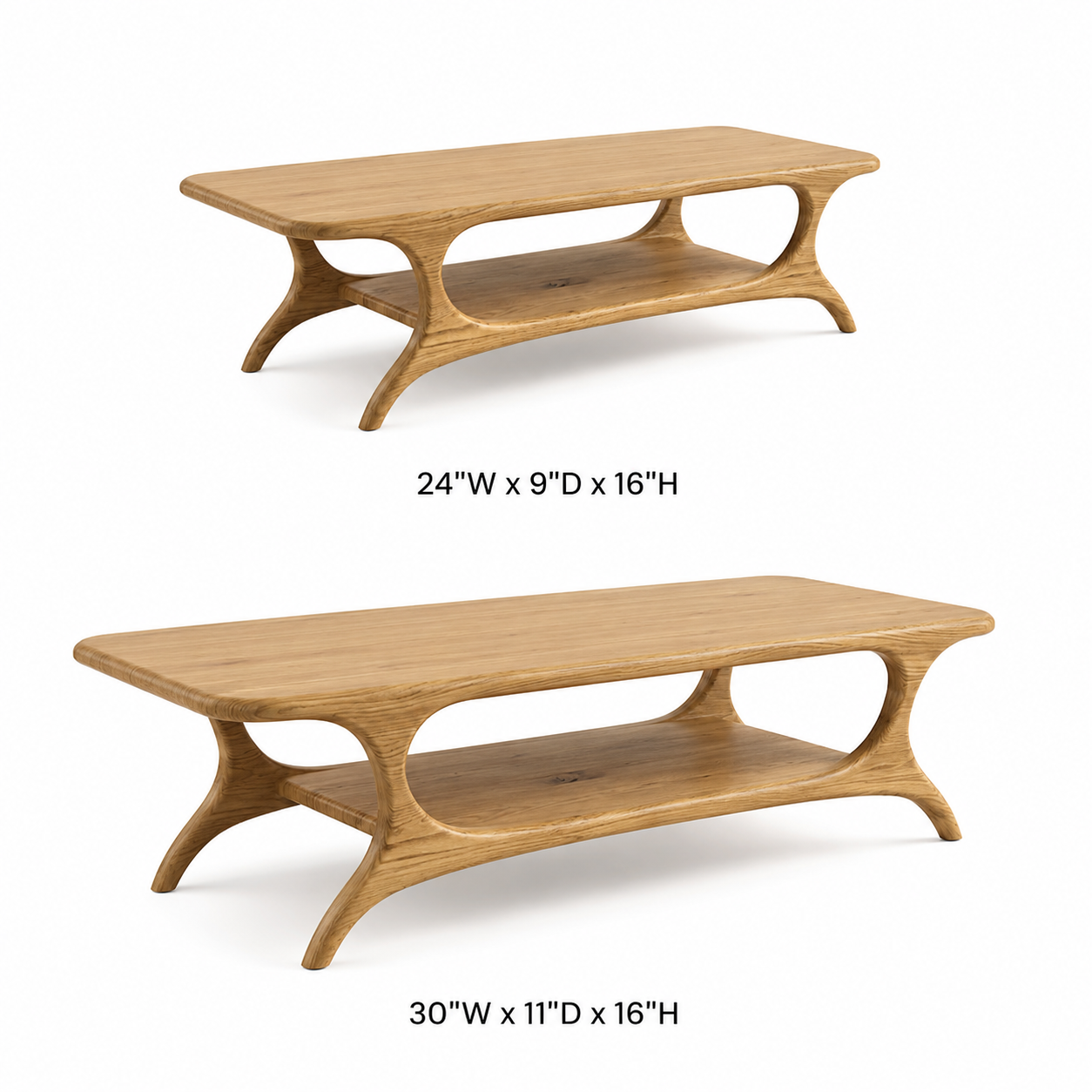 Organic Arched Frame Solid Wood Coffee Table For Living Room