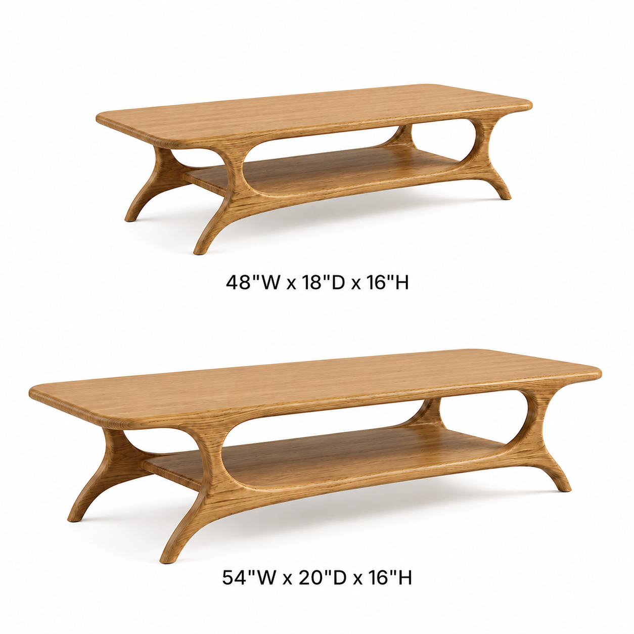 Organic Arched Frame Solid Wood Coffee Table For Living Room