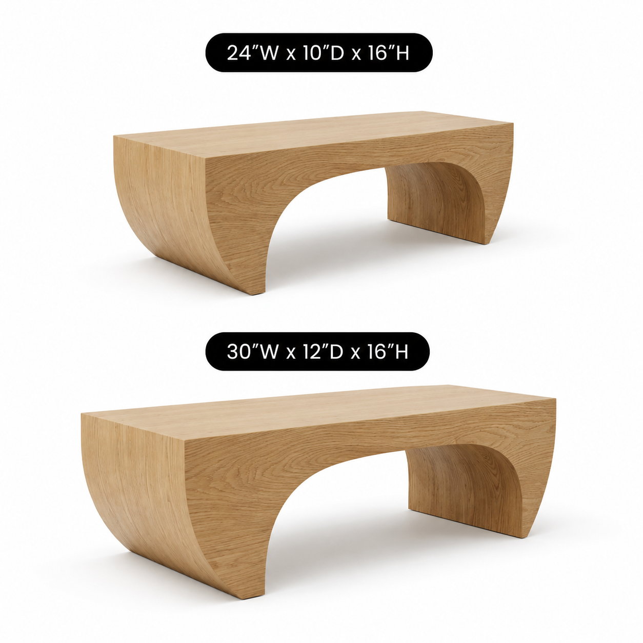 Kovon Arched Slab Solid Wood Coffee Table For Living Room