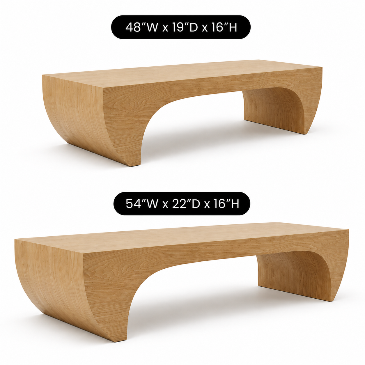 Kovon Arched Slab Solid Wood Coffee Table For Living Room