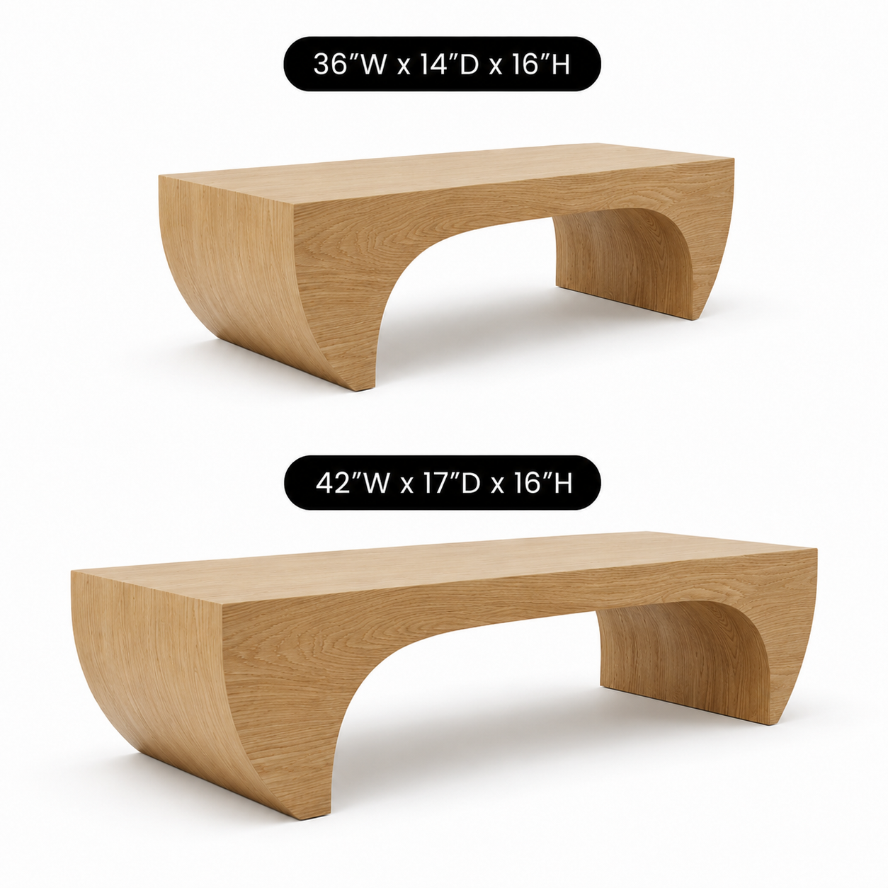 Kovon Arched Slab Solid Wood Coffee Table For Living Room