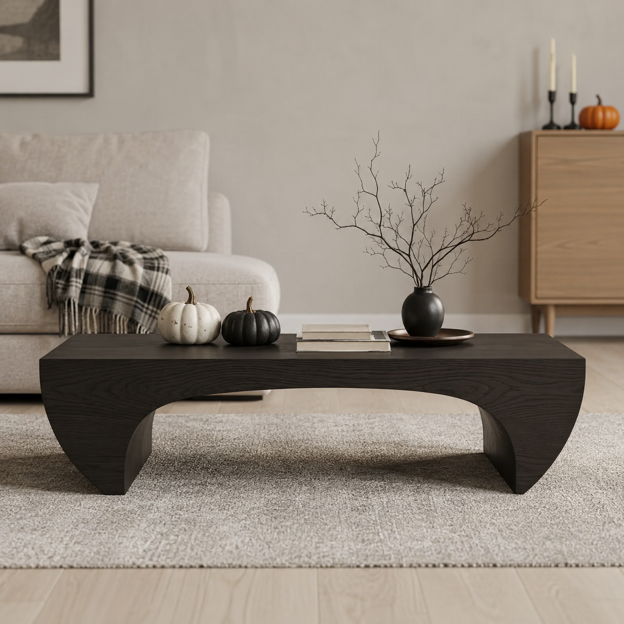 Kovon Arched Slab Solid Wood Coffee Table For Living Room