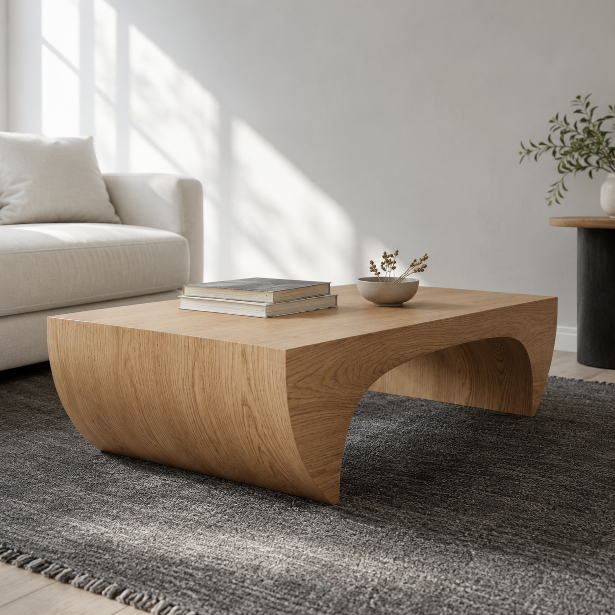 Kovon Arched Slab Solid Wood Coffee Table For Living Room