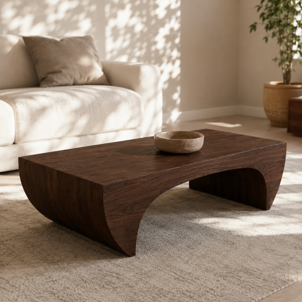 Kovon Arched Slab Solid Wood Coffee Table For Living Room