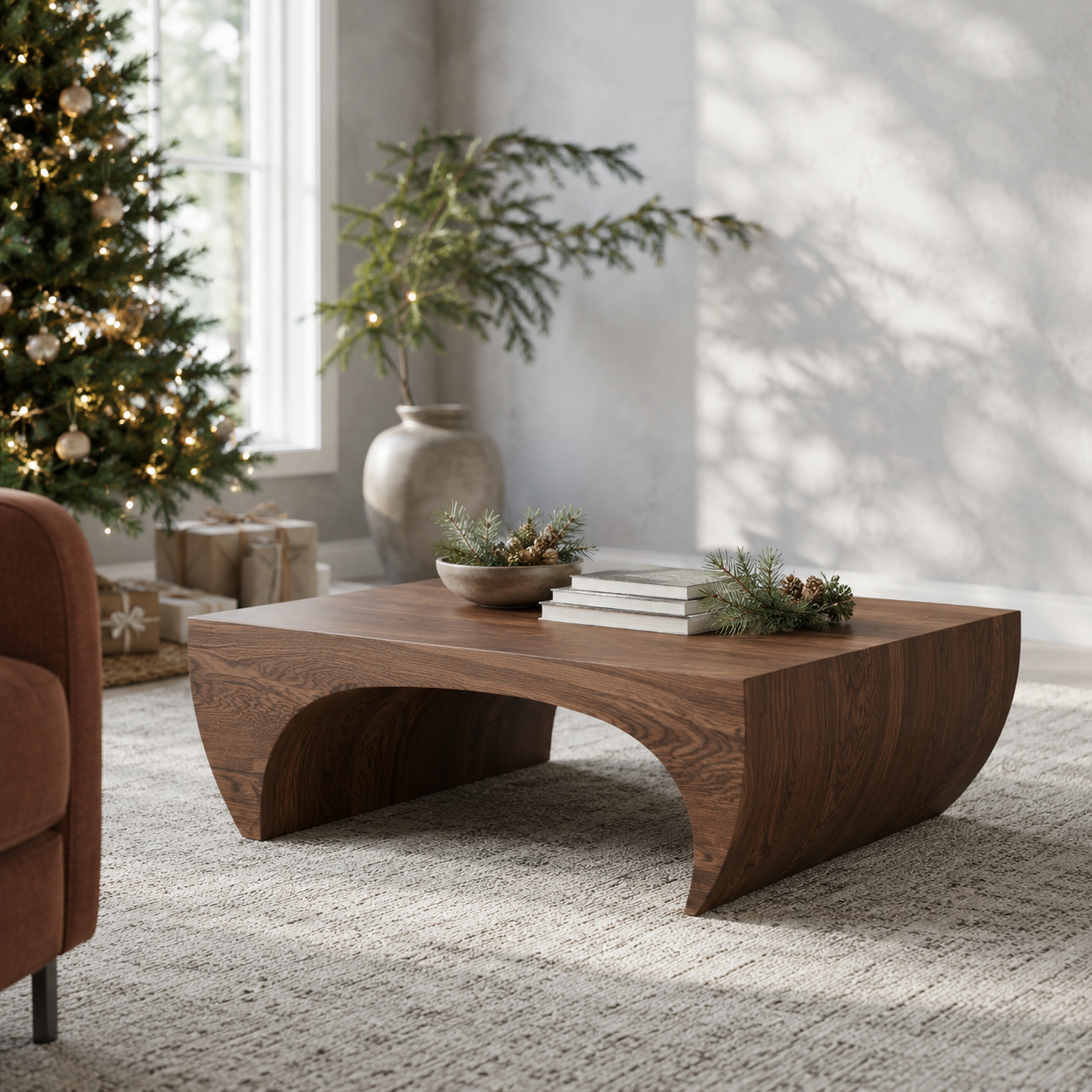 Kovon Arched Slab Solid Wood Coffee Table For Living Room