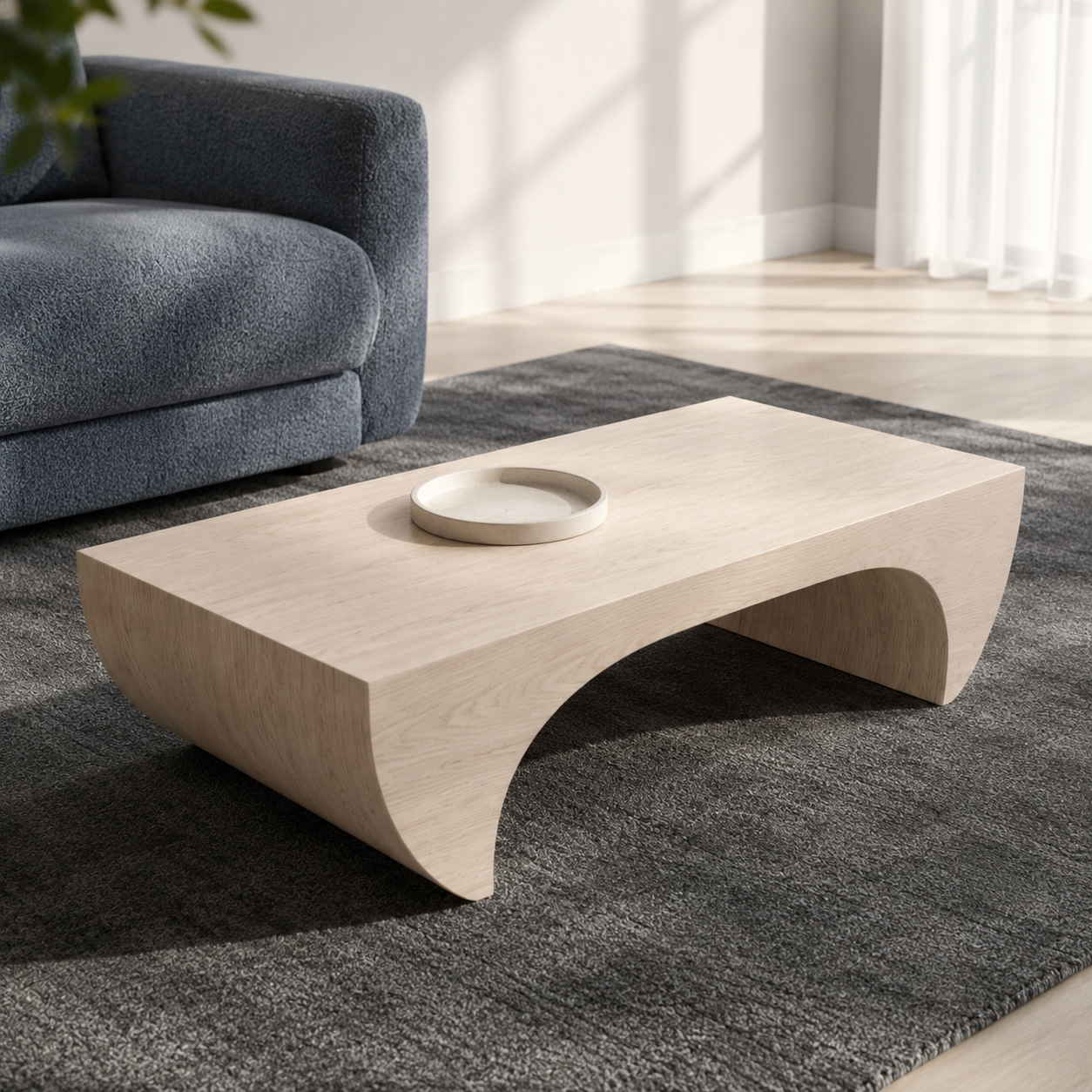 Kovon Arched Slab Solid Wood Coffee Table For Living Room