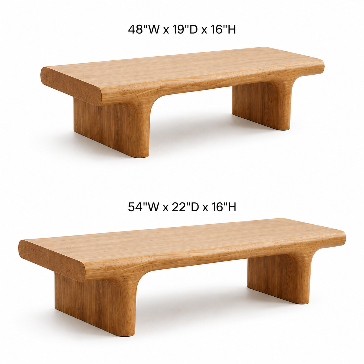 Koren Arched Monolith Solid Wood Coffee Table For Living Room