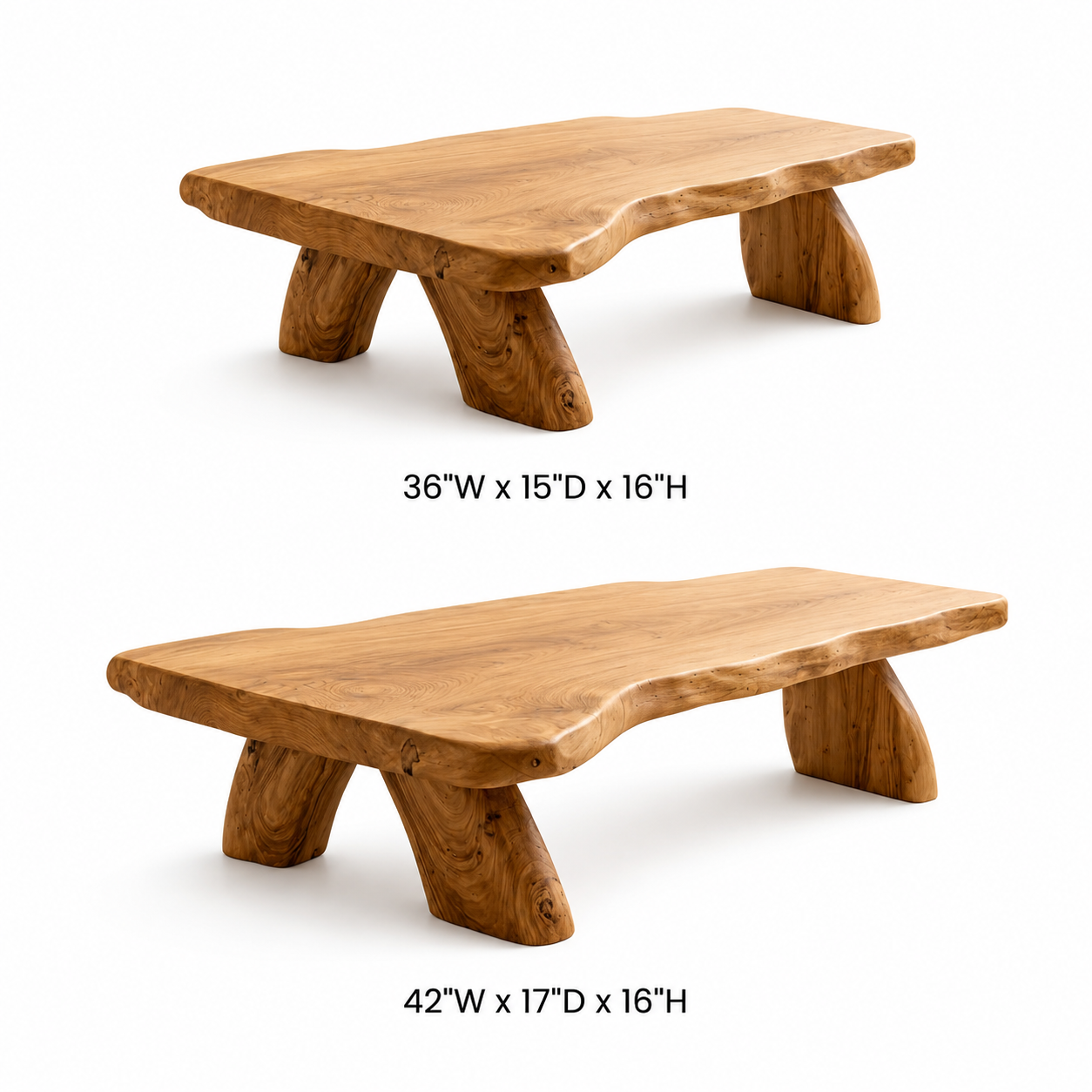 Arvion Thick Slab Solid Wood Coffee Table For Living Room