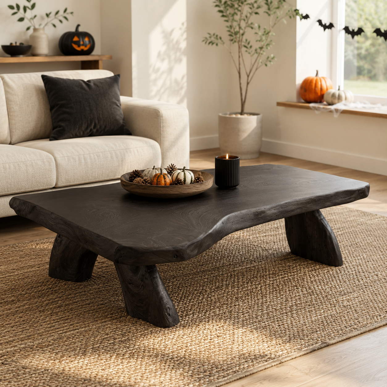 Arvion Thick Slab Solid Wood Coffee Table For Living Room