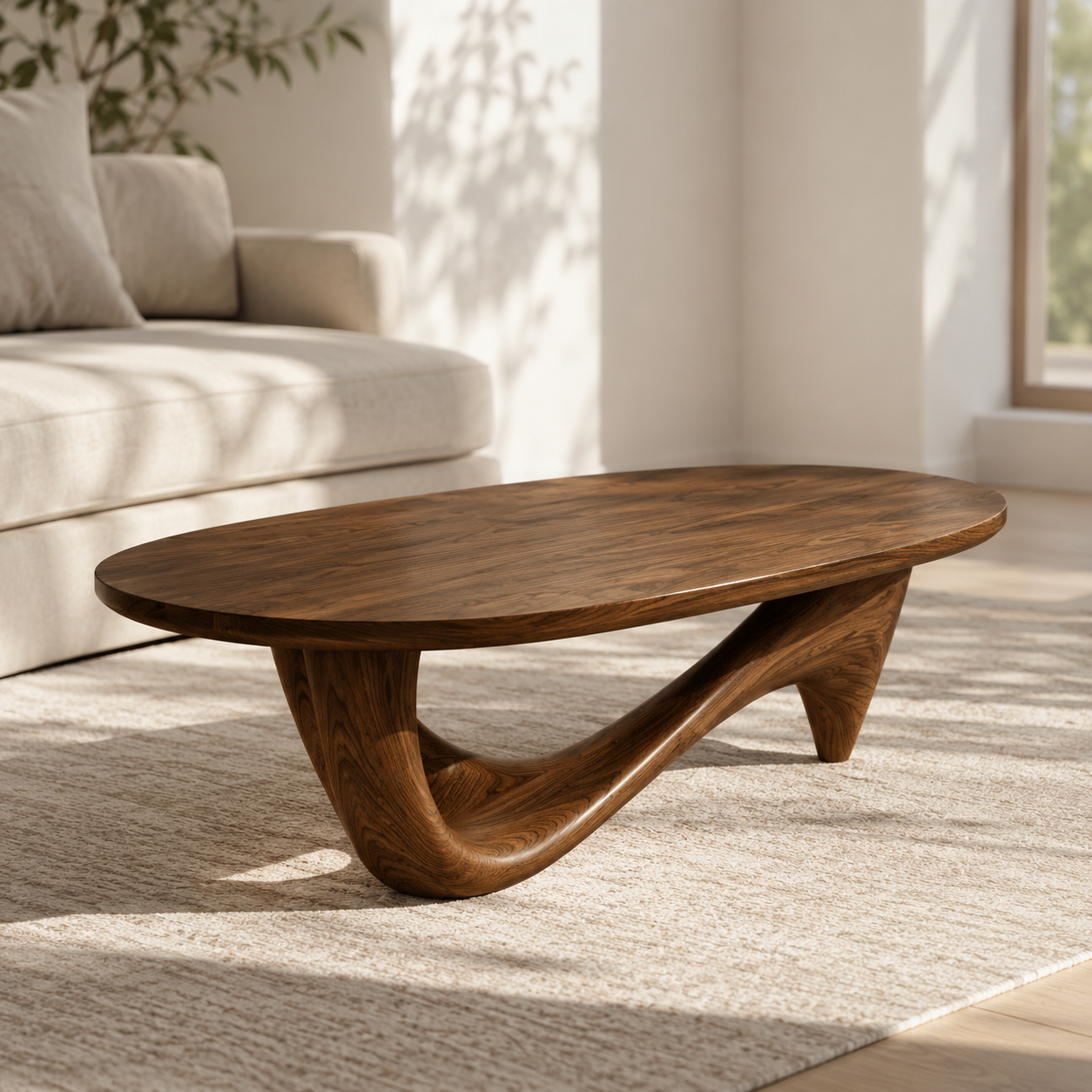 Lyra Ribbon Loop Solid Wood Coffee Table For Living Room